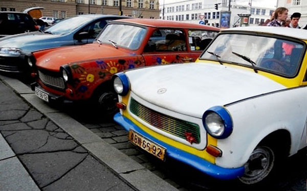 Trabant driving prague stag premium